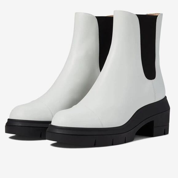 Stuart Weitzman Norah Chelsea Bootie Leather White Size 8.5C Sold Out - Picture 10 of 16